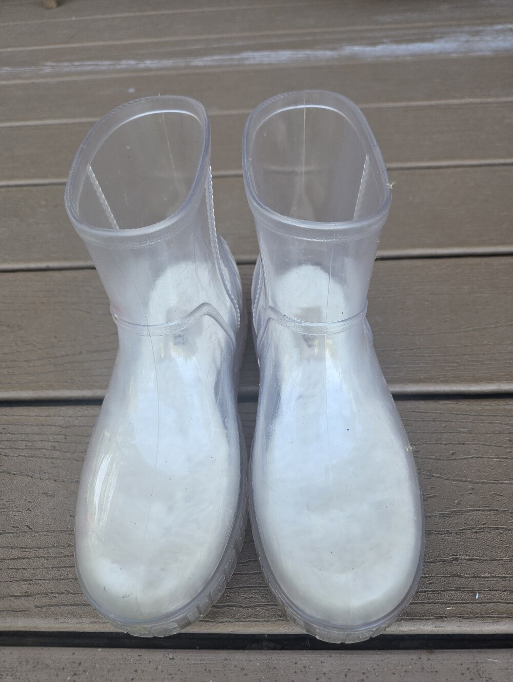 UGG Drizlita Clear Waterproof TPE Rain Boot Sheepskin Lined Women's Size 6